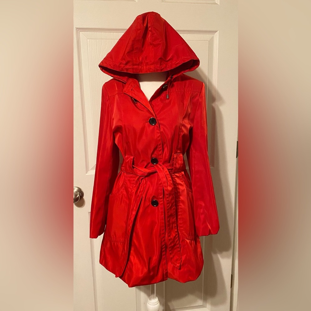 London Fog Women's Vibrant Red Trench Coat